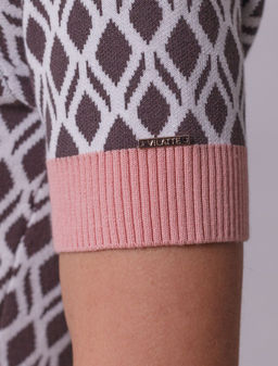 Джемпер с коротким рукавом жаккардовой вязки с принтом ромб