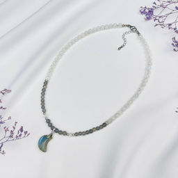 Бусы из Лунного камня и Лабрадора с кулоном 45 см +