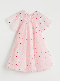 Bebe Yaka Kalp Nak??l? K?z ?ocuk Prenses Elbise