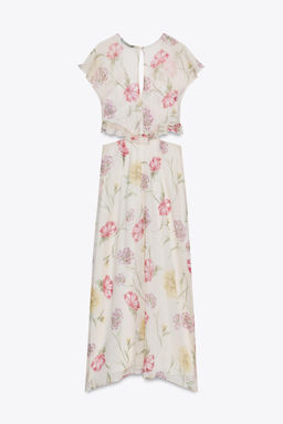 FLORAL PRINT CUT-OUT MIDI DRESS - Zara фото 19