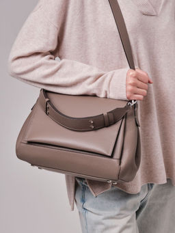 Сумка кожаная сэтчел Deboro 30923 тауп