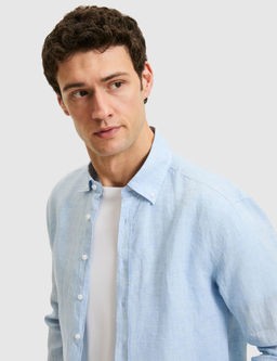 Mavi Regular Fit Yakas_ D__meli %100 Keten G_mlek