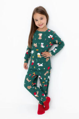 К 1552/тем.зеленый,собачки новый год пижама дет - Crockid фото 4