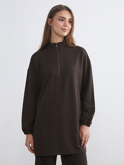 Dik Yaka Oversize Kad?n Sweatshirt Tunik