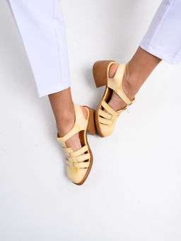 Босоножки EDART 5035.23663bе. Вакса крем+коричневый