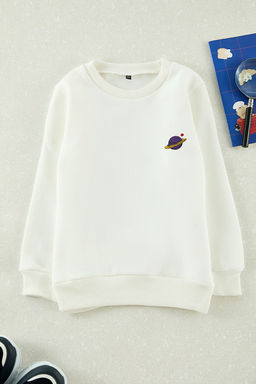 Beyaz K?z Cocuk S?rt Bask?l? Mini Me Orme Sweatshirt TKDAW25SW00051 - Trendyolmilla фото 2