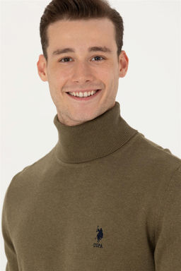 U. S. Polo Assn Мужской базовый свитер хаки меланжевого цвета - U.s. polo assn фото 2