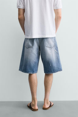 BERMUDA DENIM BAGGY FIT ROTOS / Azul medio - Zara фото 3