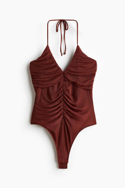 Body tanga fruncido con escote halter