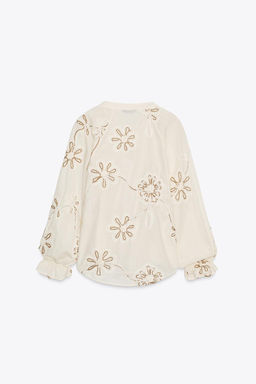 EMBROIDERED TEXTURED BLOUSE - Zara фото 6