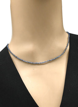 Чокер из циркона шарик гр.2мм цв.синий, 38см