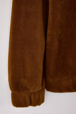 Kahverengi Oversize/Genis Kesim Nak?sl? Polar Sweatshirt TMNAW26SW00030 - Trendyolmilla фото 3