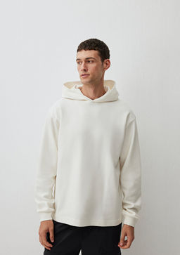 Kapusonlu Beyaz Basic Sweatshirt