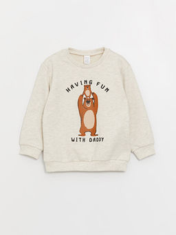 Bisiklet Yaka Uzun Kollu Bask?l? Erkek Bebek Sweatshirt ve Pantolon 2li Tak?m - Waikiki фото 2