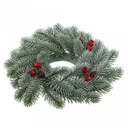 Декоративный венок "Елка с ягодой" д29см, малый, пластик, зеленый патина (Россия)
