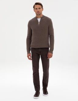 Vizon Melanj Slim Fit Dik Yaka Fermuarl_ Triko Kazak - Pierre cardin фото 4