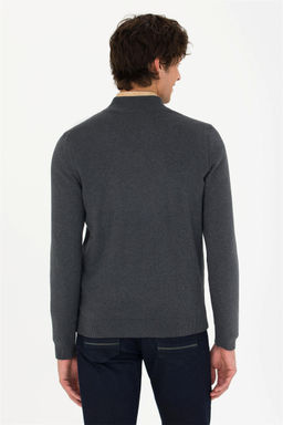 U. S. Polo Assn Мужской базовый трикотажный кардиган антрацитового меланжа - U.s. polo assn фото 5