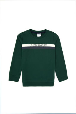 Erkek _ocuk Koyu Ye_il Basic Bisiklet Yaka Sweatshirt Sepette S_rpriz _ndirim - U.s. polo assn фото 4