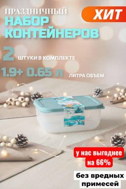 Набор контейнеров Снежное настроение 2шт (0,65+1,9л) арт. 69730