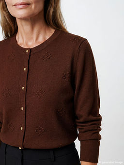 Bisiklet Yaka Kendinden Desenli Kad?n Triko H?rka