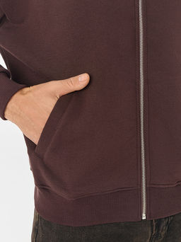 Теплая толстовка мужская коричневая на молнии