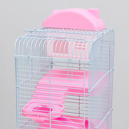 Клетка для мелких грызунов Пижон, с наполнением, 23 х 17 х 45 см, розовая  фото 4