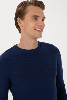 Erkek Slim Fit Bisiklet Yaka _ndigo Basic Kazak - U.s. polo assn фото 2