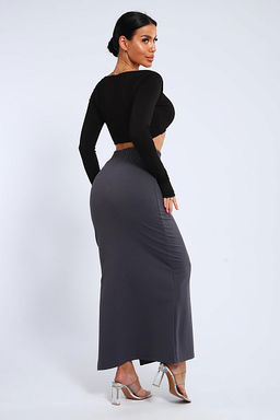 Юбка, футер (01056, черный макси) - Плиона фото 56