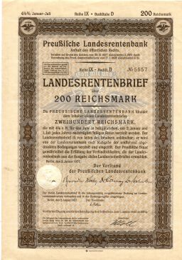 Облигация 4,5% 200 рейхсмарок 1937 года Германия