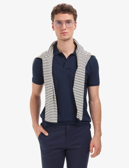 Lacivert Regular Fit %100 Pamuk K_vr_lmaz Polo Yaka Basic Ti__rt