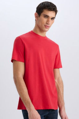 New Regular Fit Bisiklet Yaka Basic Duz K?sa Kollu Tisort