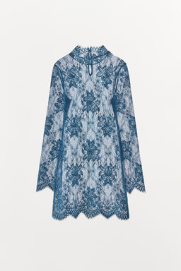 VESTIDO MINI ENCAJE / Azul
