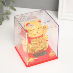 Маятник настольный антистресс «Жёлтый Манэки-нэко с котятами и золотом», 8×8×8.2 см