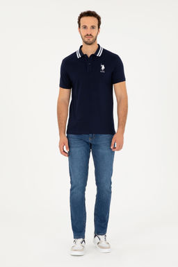 Футболка U.S. Polo Assn G081GL011 мужская темно-синяя хлопок с эластаном  фото 4