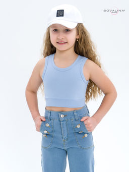 Кроп-топ лапша голубой - Sovalina фото 2