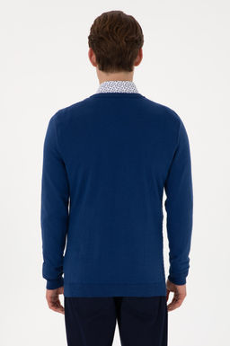 Erkek Slim Fit V Yaka _ndigo Basic Kazak - U.s. polo assn фото 5