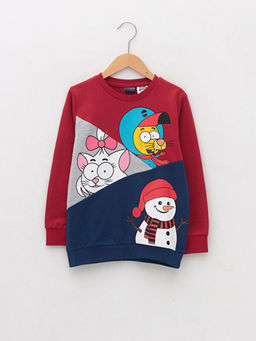 Bisiklet Yaka Kral ?akir Bask?l? Uzun Kollu Erkek ?ocuk Sweatshirt