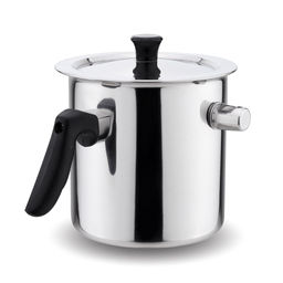 Молоковарка из нержавеющей стали Kelli 2л, 21х16,5х16см, двойные стенки, жаропрочная крышка, свистит при закипании, зеркальная полировка, капсульное дно, удобная ручка (Китай)