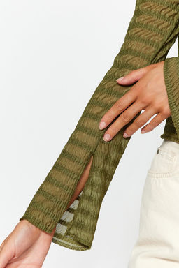 Trendyolmilla Ekru Premium Baglama Detayl? Dokulu V Yaka Esnek Orme Bluz TWOSS23BZ00796  фото 8