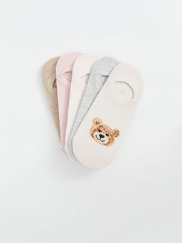 Ay? Teddy Desenli K?z ?ocuk Patik ?orap 5li