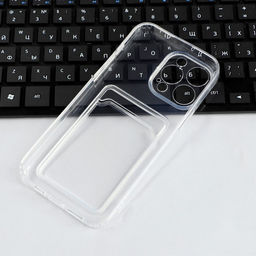 Чехол iBox Crystal, для телефона iPhone 14 Pro Max, силиконовый, кардхолдер, прозрачный