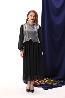 Платье NIKVA н740-8 черный+серебро