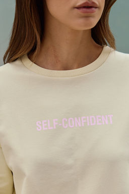 Лонгслив оверсайз с принтом SELF CONFIDENT
