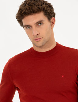 Базовый трикотажный свитер приталенного кроя Brick с круглым вырезом и круглым вырезом - Cacharel фото 2