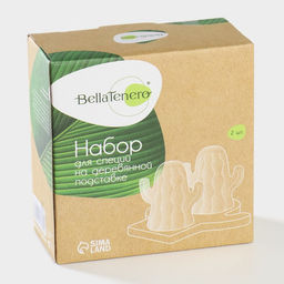 Набор для специй BellaTenero Кактусы, солонка 75 мл, перечница 75 мл, на бамбуковой подставке, фарфор, белый  фото 11