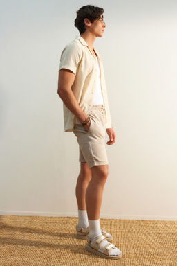 TRENDYOL MAN Ekru Regular Fit Keten Gorunumlu Sort TMNSS23SR00030 - Trendyolmilla фото 37