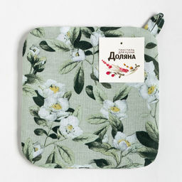 Цена за 2 шт. Прихватка Доляна Apple flowers 19х19 см, 100% хлопок, рогожка 164 г/м2