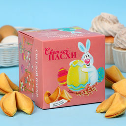 Печенье с пасхальными пожеланиями 35 г, Светлой Пасхи (нежно-розовый), 5 штук в упаковке - Simaland фото 3