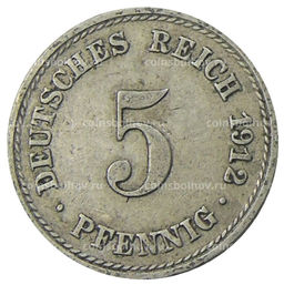 Монета 5 пфеннигов 1912 года A Германия
