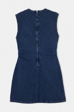 Koyu Mavi Az Esnek Bel Detayl_ Mini Denim Elbise TWOAW27EL00029 - Trendyolmilla фото 7